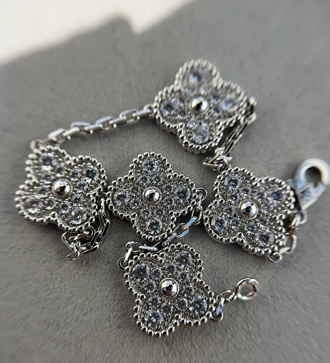 VCA White Gold Diamond Vintage Alhambra Bracelet 5 Motifs - Image 7