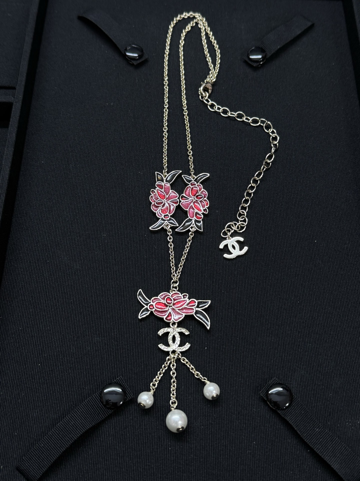 Chanel Flower Pearl Tassel Sweater Chain Necklace - Image 6