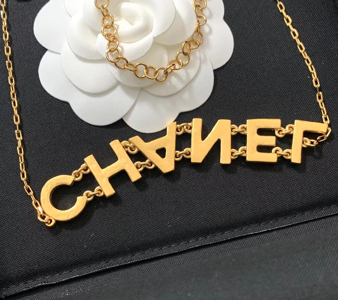 Chanel Gold Color Letter Pendant Necklace - Image 3