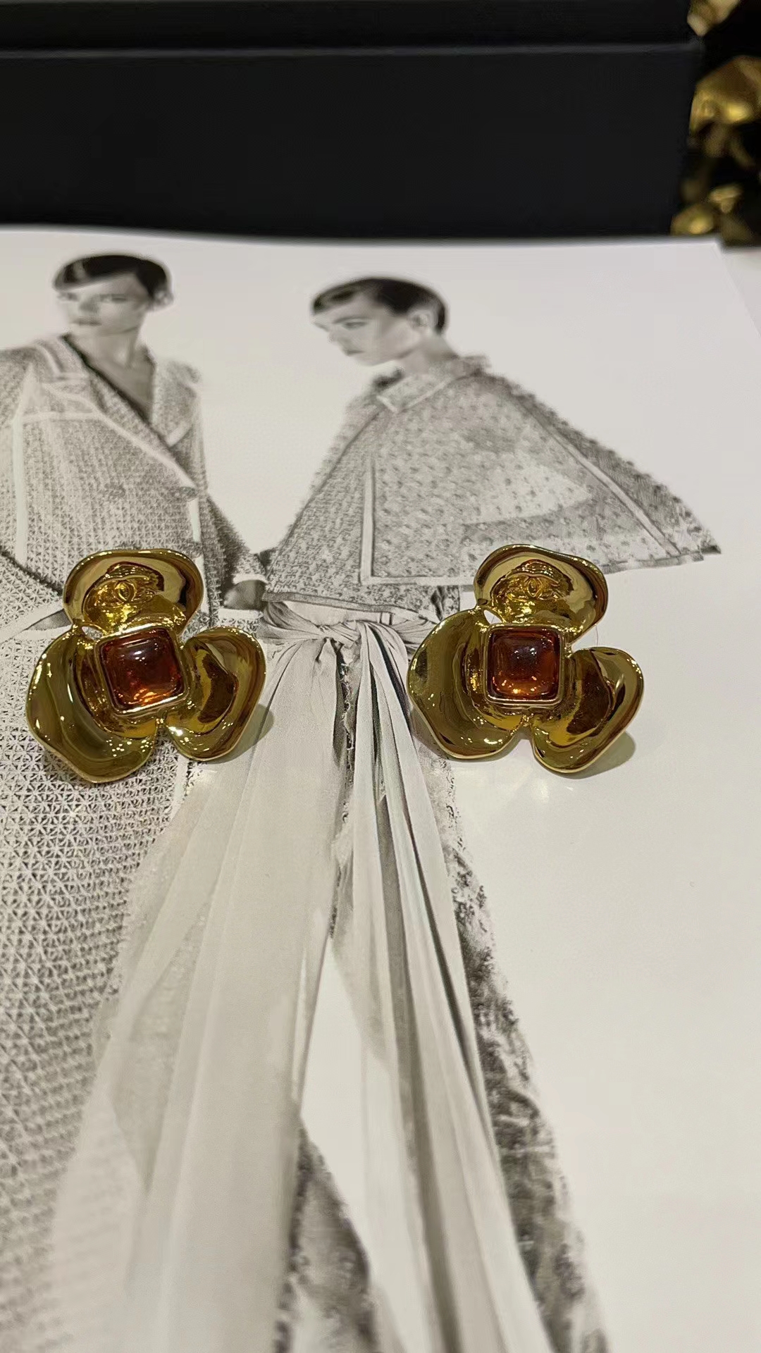 Chanel Gold Camellia Stud Earrings - Image 4