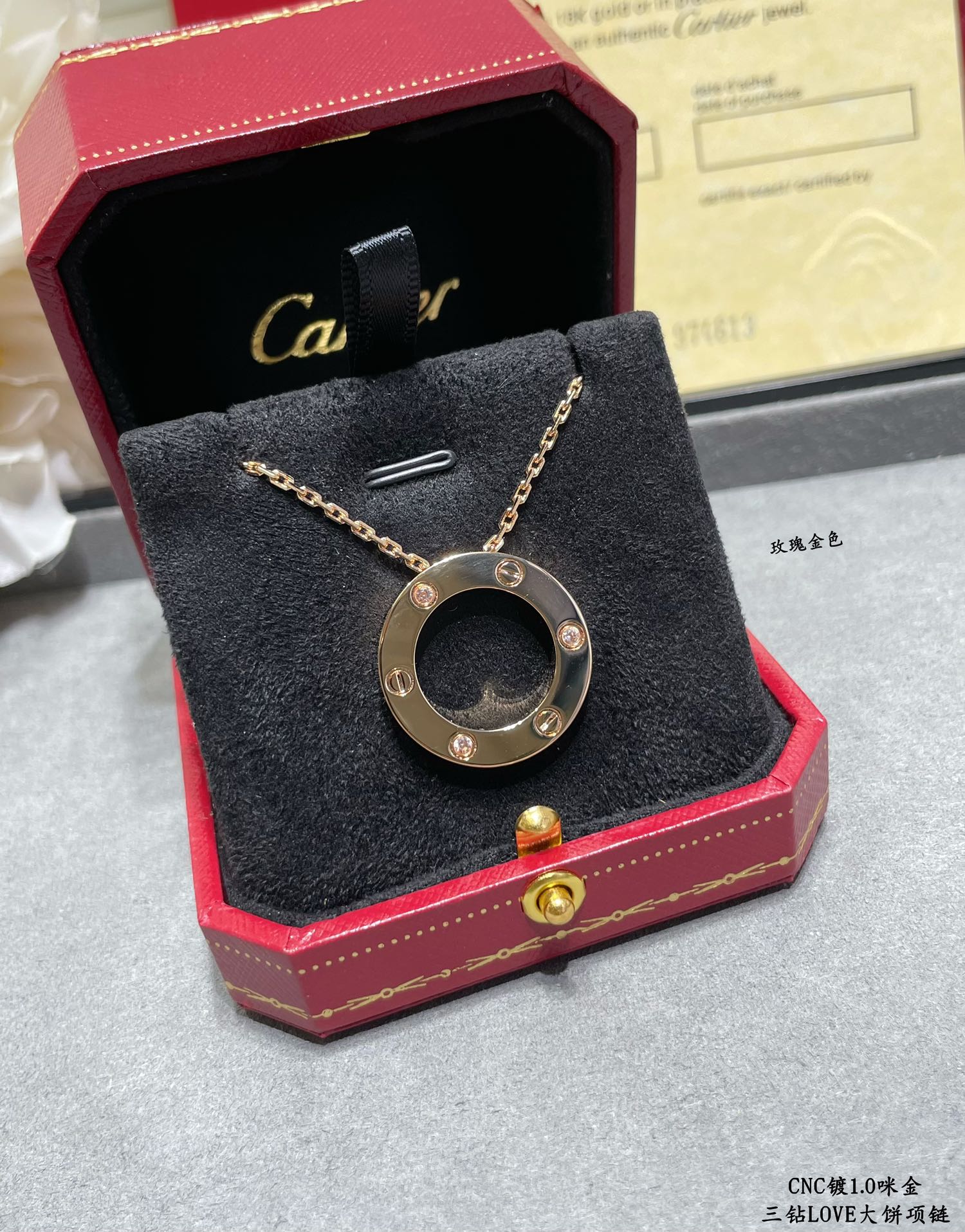 Cartier 3 Diamonds Paved Trinity Pendant Necklace - Image 8