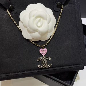 Chanel Diamond Pearl Paved Double C Pendant Pearl Necklace