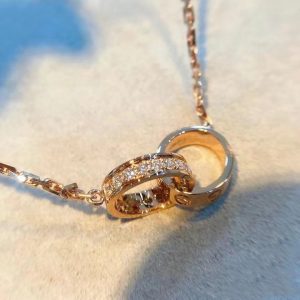 Cartier Pink Gold LEVE LOVE Pendant Necklace - Half Paved