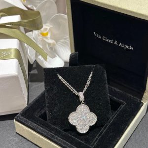 VCA Full Diamond Paved Large Clover Magic Alhambra Long Necklace, 1 motif