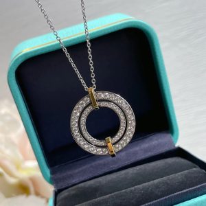 Tiffany Mixed Metal Color Large Round Pendant Necklace