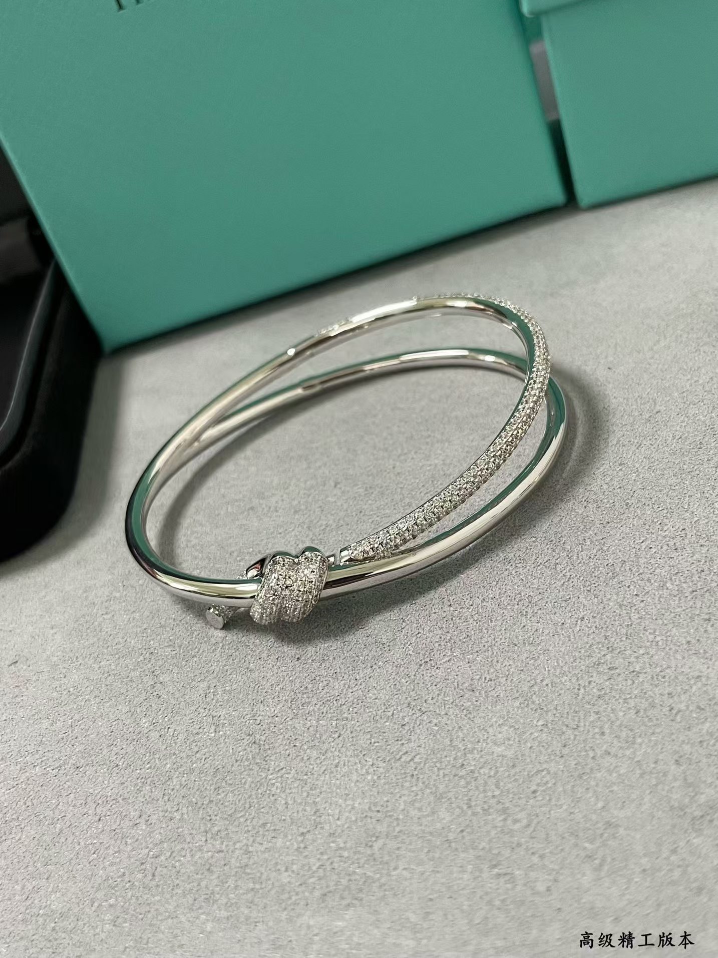 Tiffany Knot Double Row Hinged Bangle Bracelet - Image 4