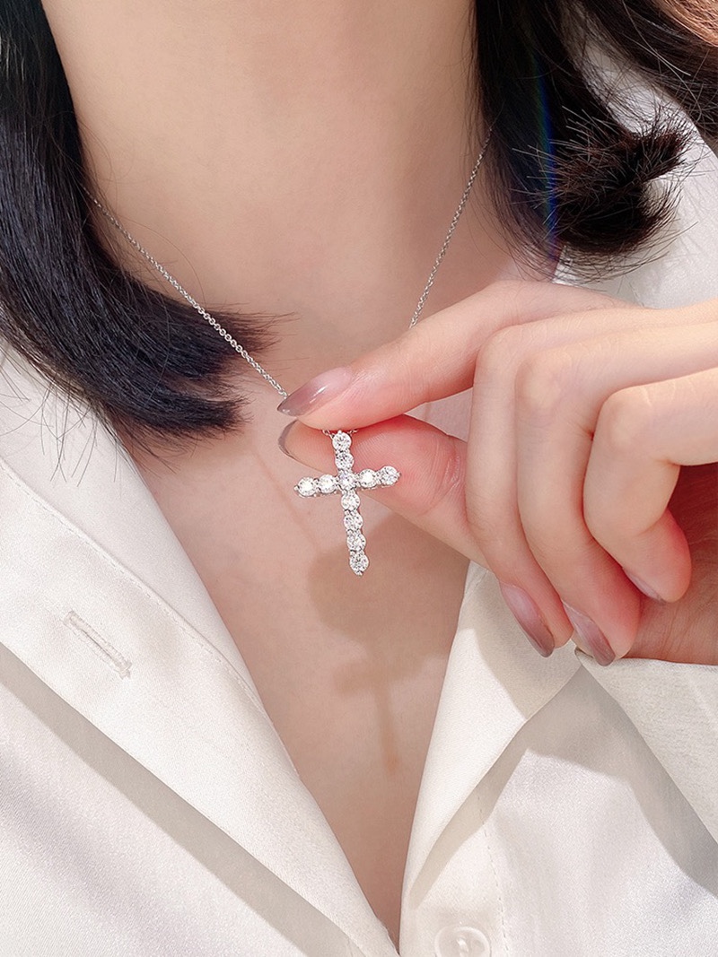 Tiffany Full Diamond Cross Pendant Necklace - Image 5