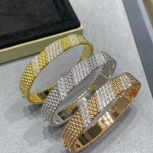 VCA Perlee Diamonds Bracelet Bangle, 5 Rows, Medium Model