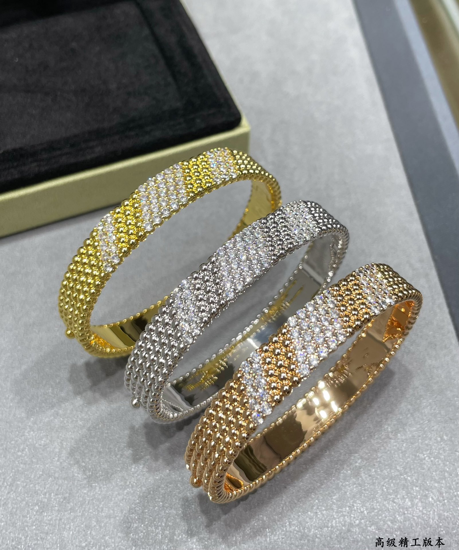 VCA Perlee Diamonds Bracelet Bangle, 5 Rows, Medium Model