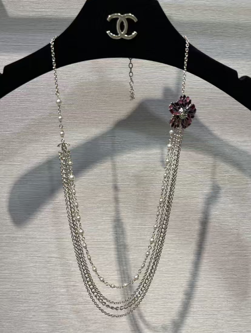 Chanel Flower Multiple Layers Sweater Necklace - Image 9