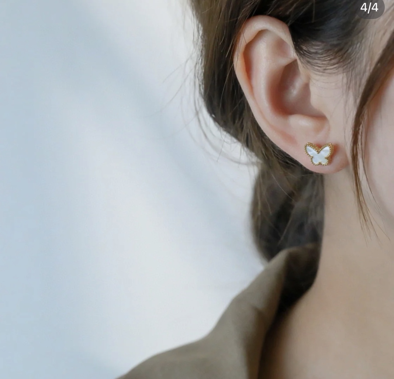 VCA Mini White Butterfly Stud Earrings - Image 5