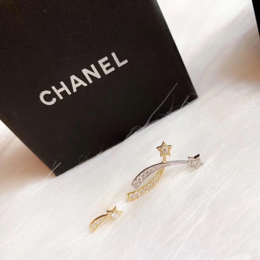 Chanel AB Asymmetric Mixed Metal Color Comete Earrings - Image 2