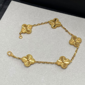 VCA Gold-tone Guilloche Vintage Alhambra Bracelet 5 Motifs
