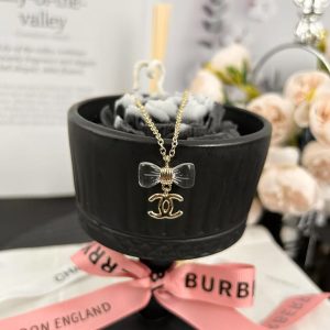 Chanel Transparent Bow CC Pendant Necklace