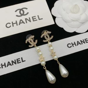 Chanel Teardrop Pearl Tassel Earrings