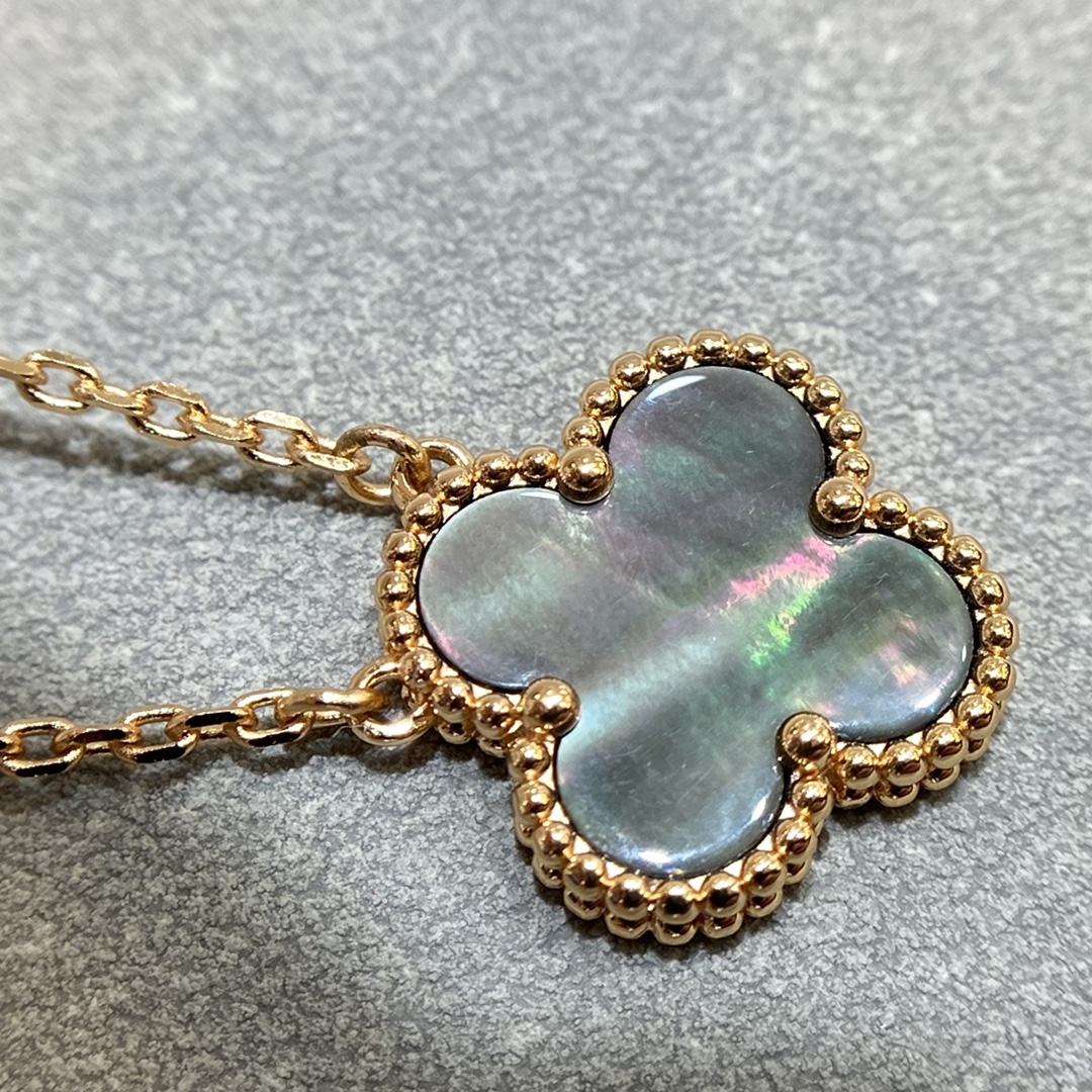 VCA Rose Gold Gray Mother of Pearl Clover Pendant Necklace - Image 4