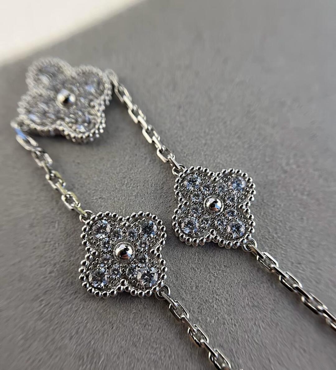 VCA White Gold Diamond Vintage Alhambra Bracelet 5 Motifs - Image 6