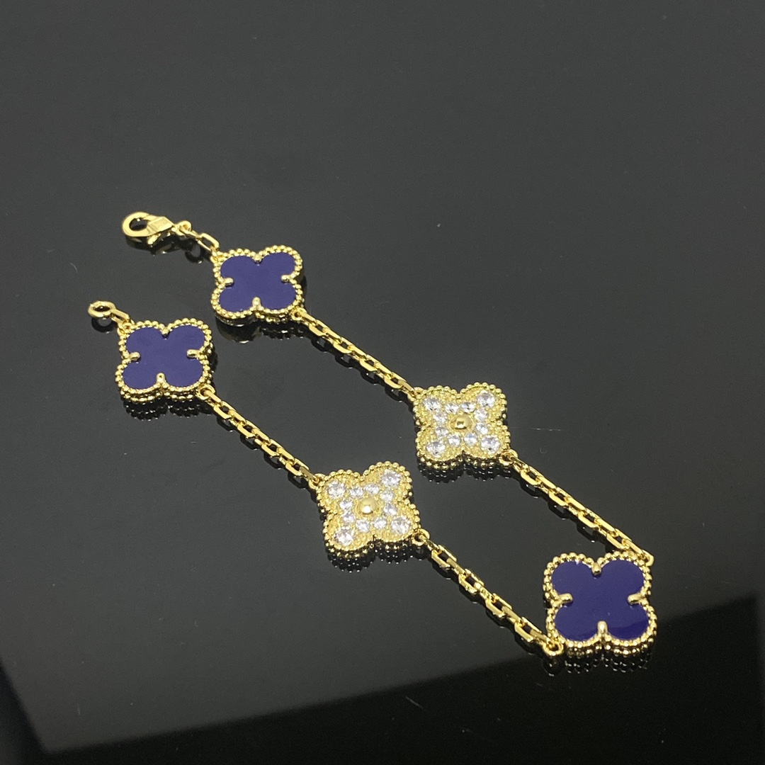 VCA Lapis Lazuli Vintage Alhambra Bracelet, 5 Motifs - Image 2