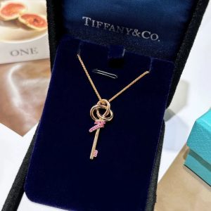 Tiffany Pink Diamond Woven Key Pendant Necklace