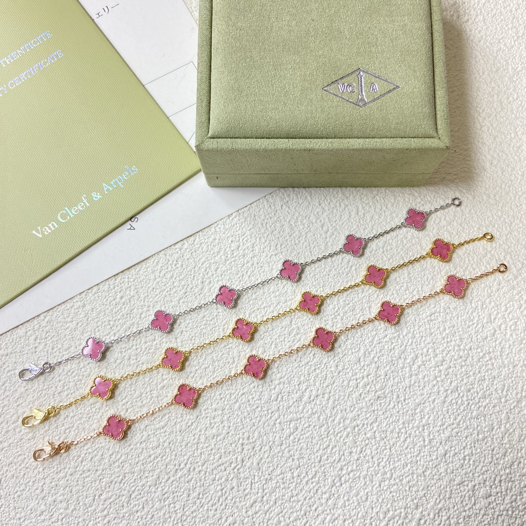 VCA Pink Mini 6 Motifs Sweet Alhambra Bracelet - Image 2