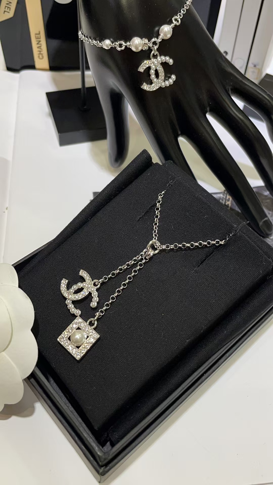 Chanel Two Pendants Drop Y Necklace - Image 7