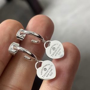 Tiffany Heart Drop Hoop Earrings
