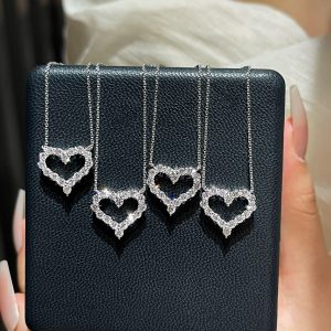 Tiffany Mini Full Diamond Love Heart Pendant Necklace