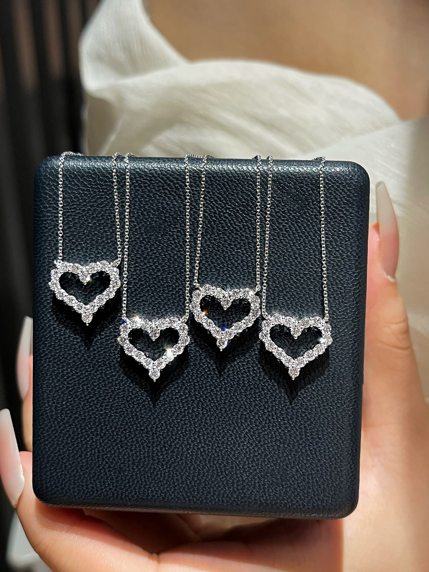Tiffany Mini Full Diamond Love Heart Pendant Necklace