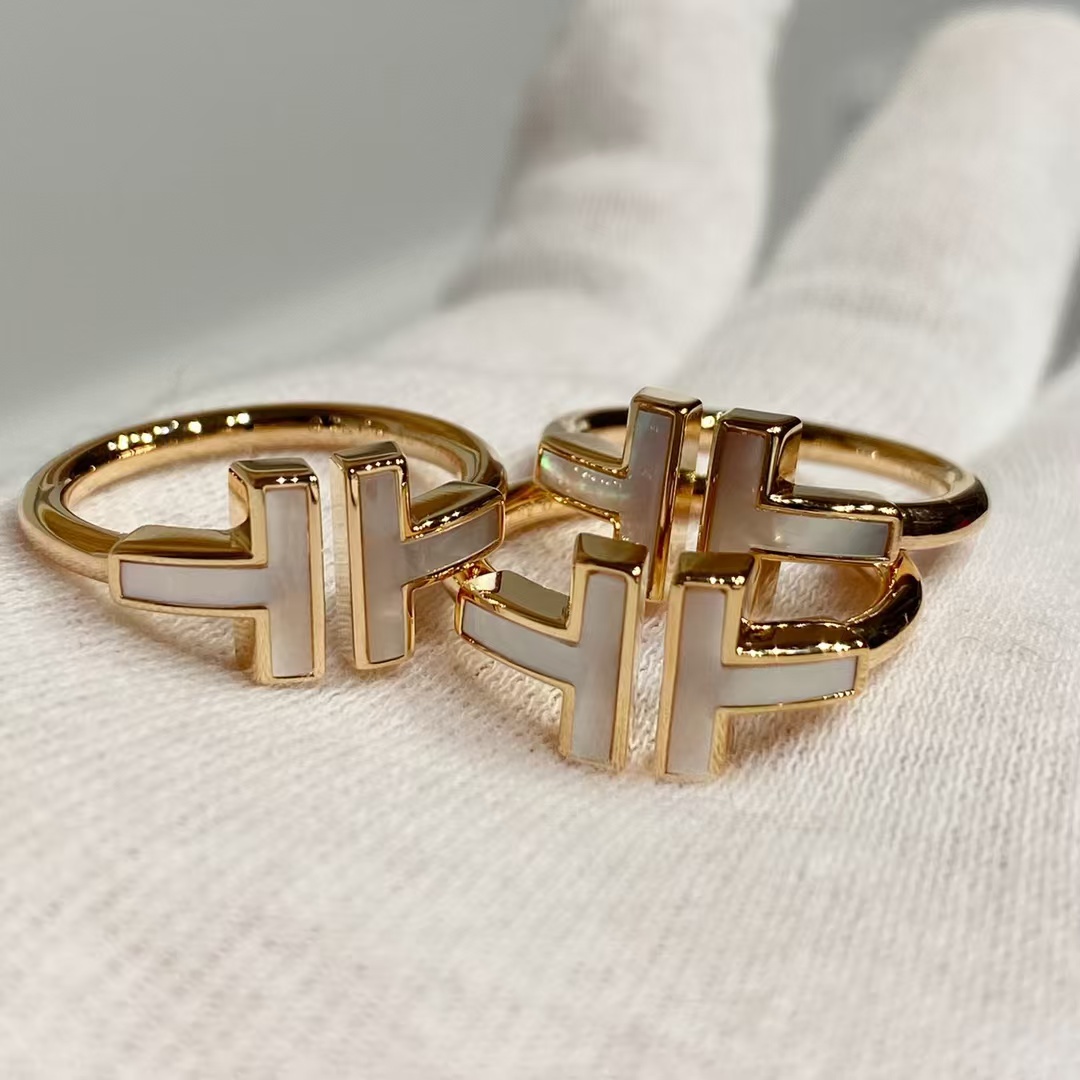Tiffany Mother of Pearl Double T Ring - Image 6