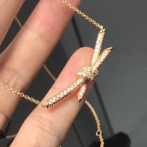 Tiffany Knot Pendant Necklace - Full Diamond