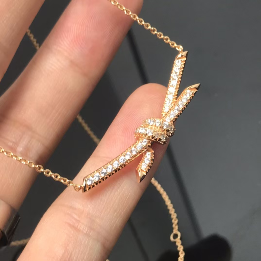 Tiffany Knot Pendant Necklace - Full Diamond