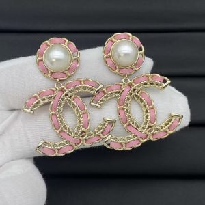 Chanel Leather Woven Big Double C Earrings