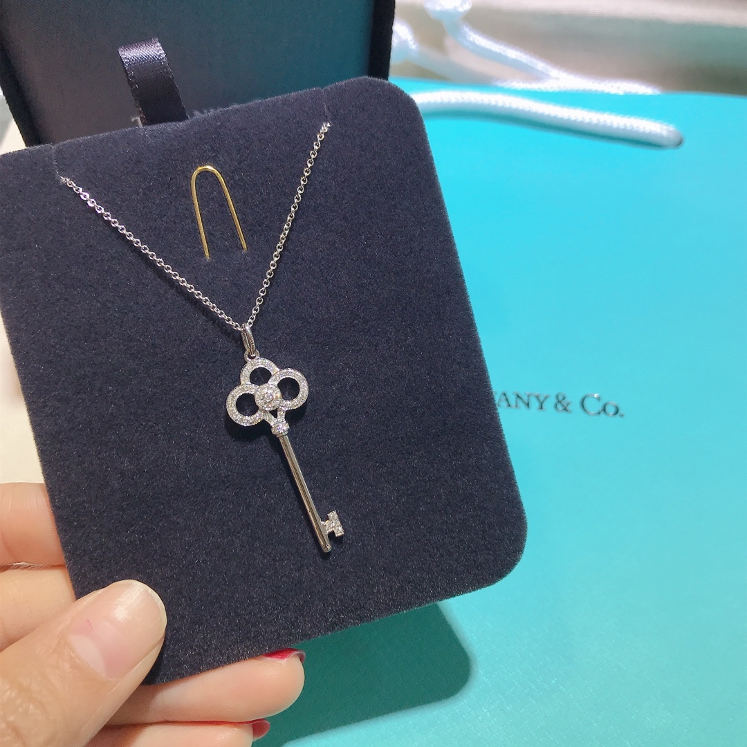 Tiffany Crown Key Pendant Necklace - Image 2