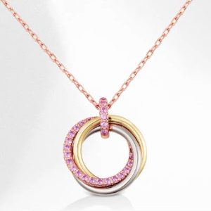 Cartier Pink Diamond Paved Trinity Necklace Earrings