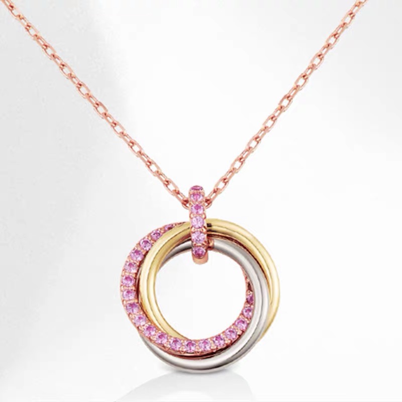 Cartier Pink Diamond Paved Trinity Necklace Earrings