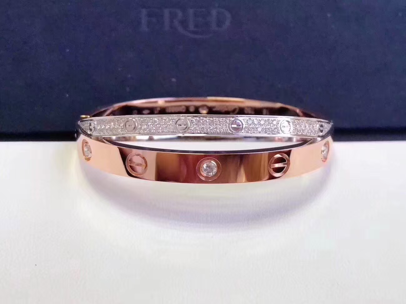 Cartier Cross Mixed Metal Color LOVE Bracelet Bangle - Image 5