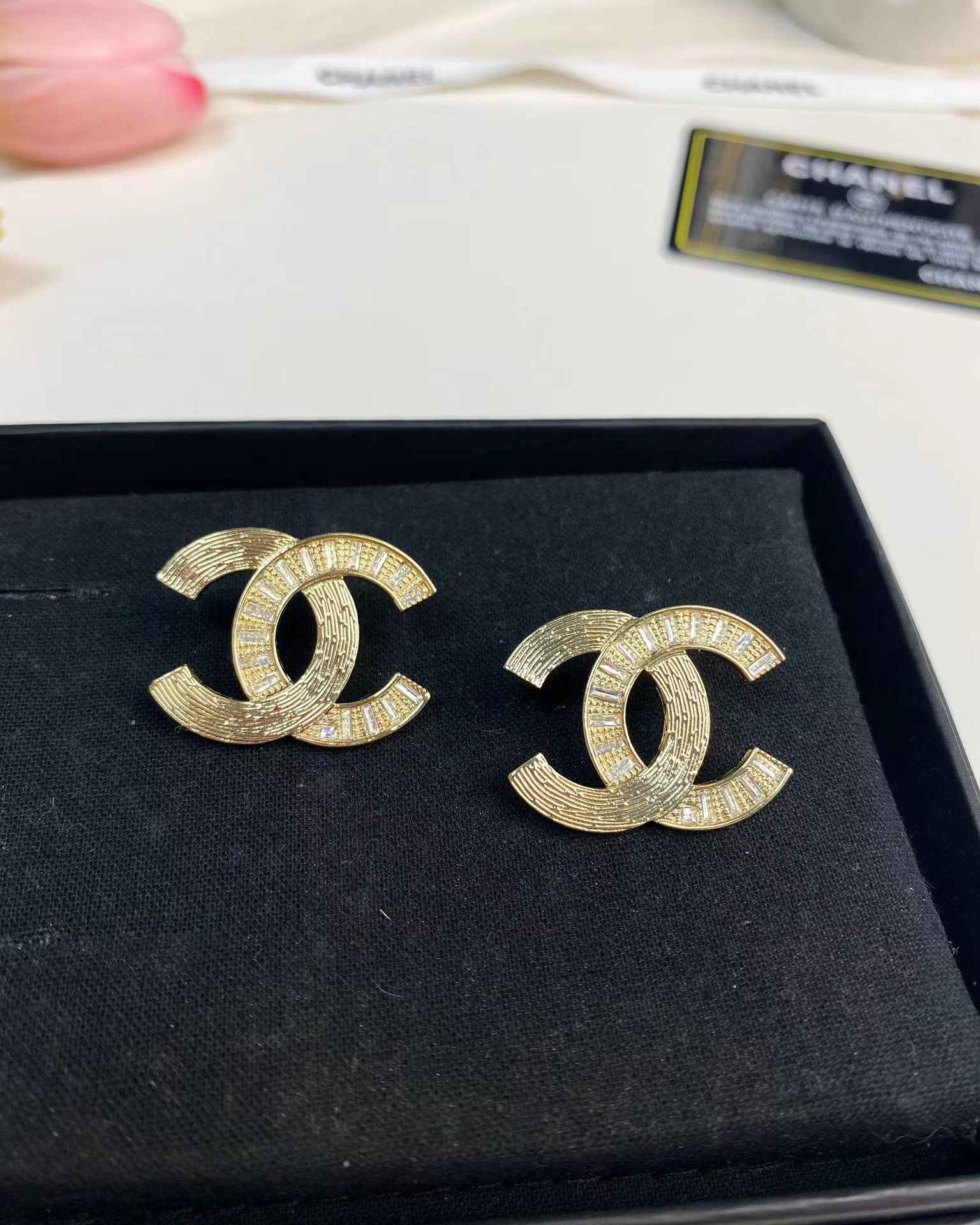 Chanel Big Gold Double C Stud Earrings
