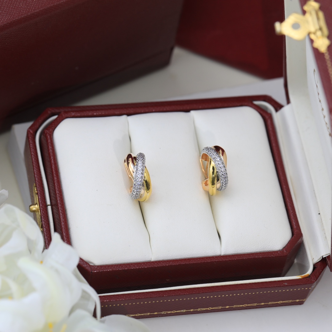 Cartier Mixed 3 Metal Color Trinity Earrings - Image 3