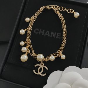 Chanel Dainty Two Layers Chain Pearl Bracelet
