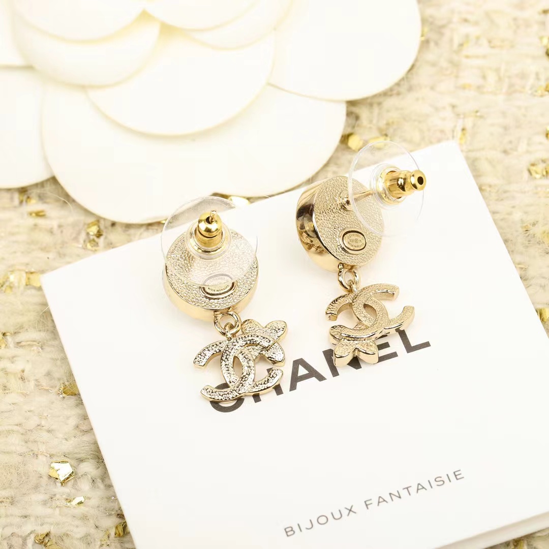 Chanel Pearl Stud Double C Dangle Earring - Image 7