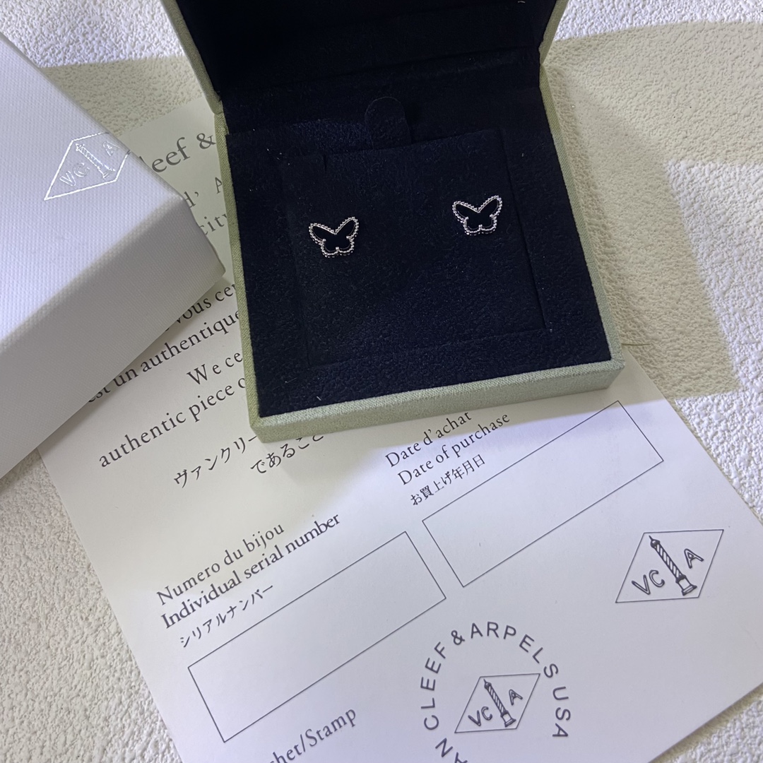 VCA Mini Black Butterfly Stud Earrings - Image 3