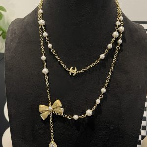 Chanel Bowknot Sweater Chain Foldable Double-Layer Long Necklace