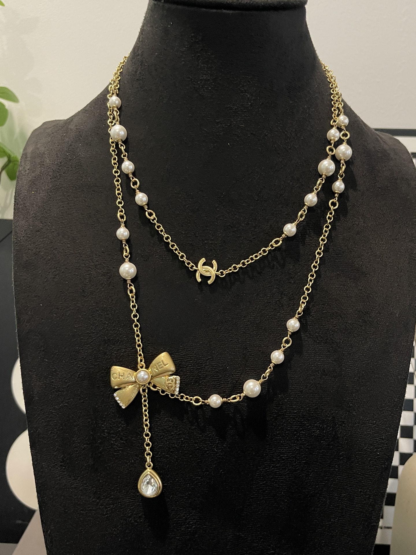 Chanel Bowknot Sweater Chain Foldable Double-Layer Long Necklace