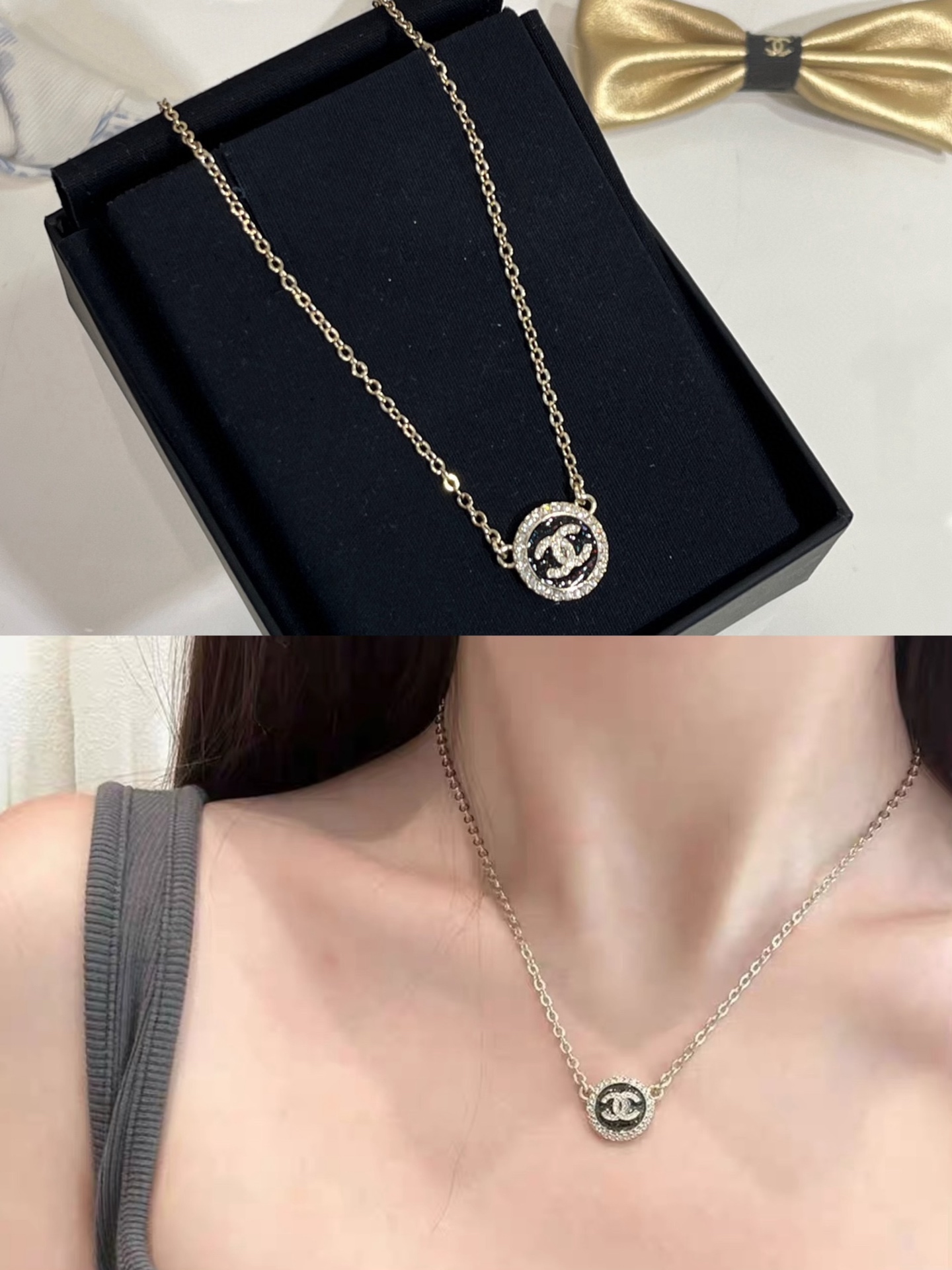 Chanel Diamond CC Round Pendant Necklace - Image 6