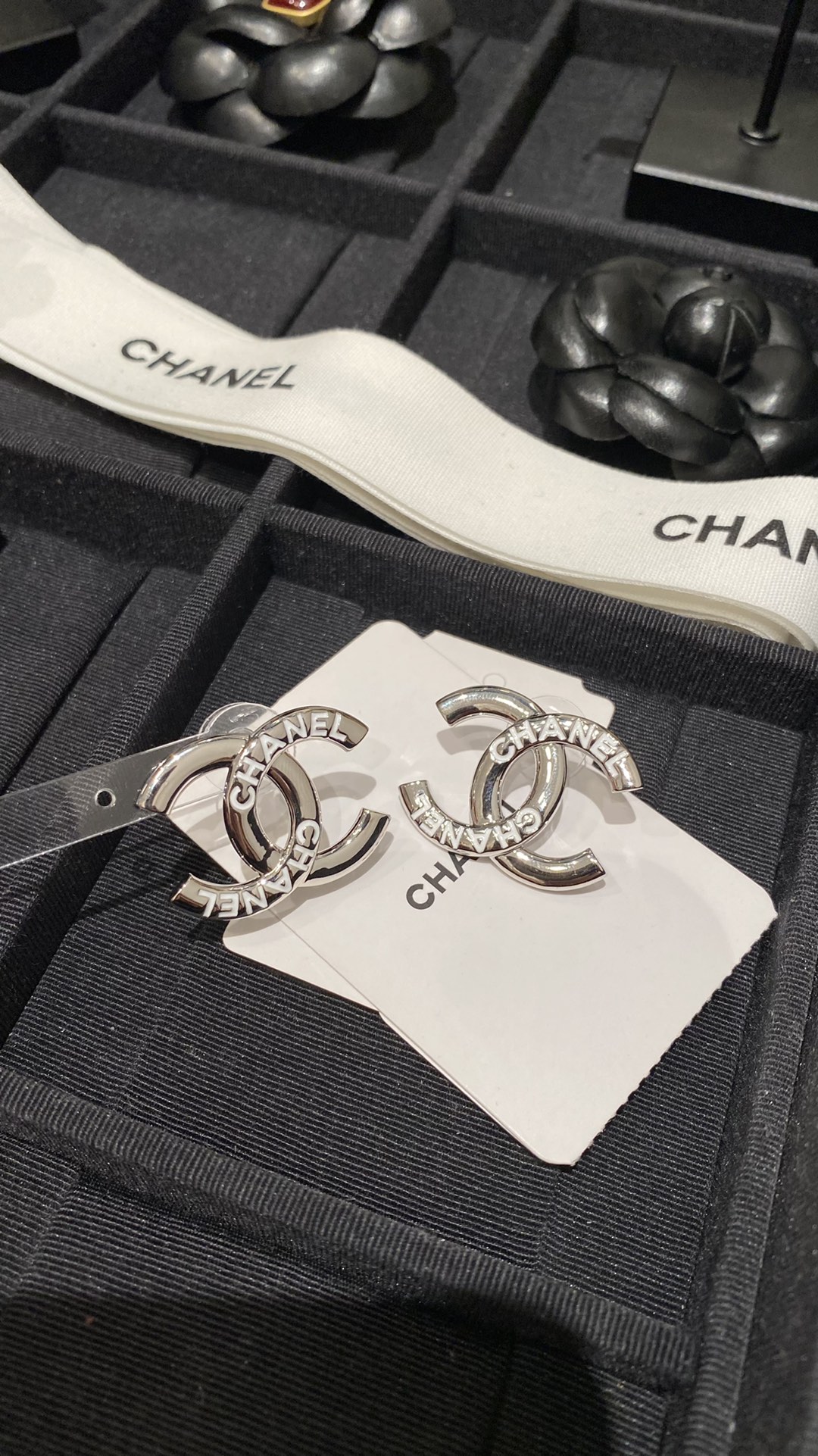 Chanel Enamel Monogram CC Earrings - Image 3