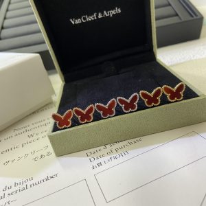 VCA Mini Red Butterfly Stud Earrings