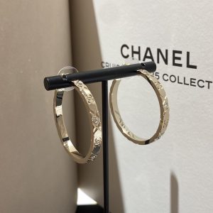 Chanel Light Gold Large Hoop CC Earrings