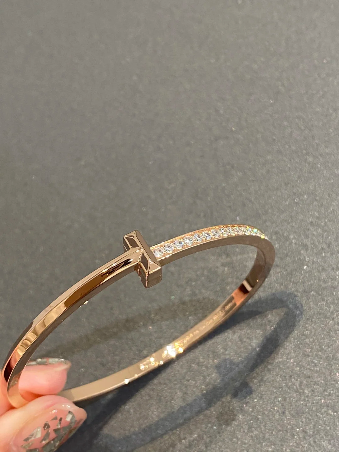 Tiffany T1 Narrow Diamond Hinged Bangle Bracelet - Image 2