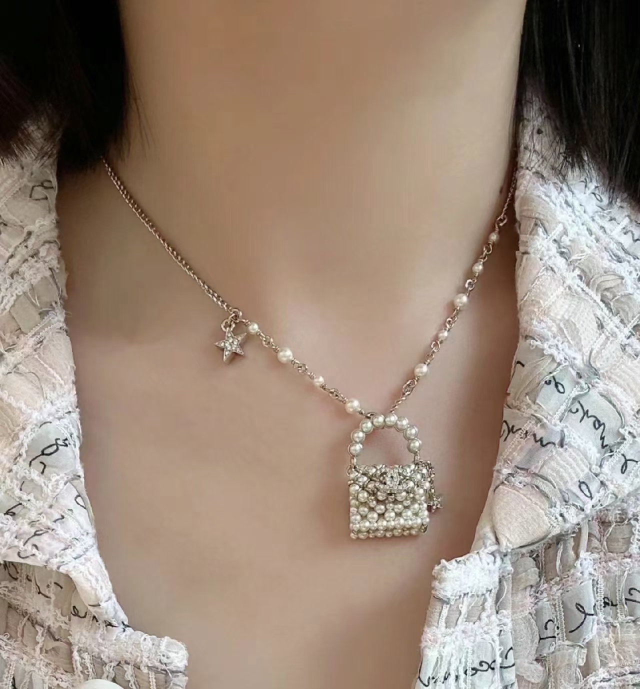 Chanel Pearl Bag Pendant Necklace - Image 11