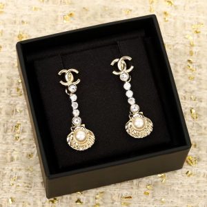 Chanel Rhinestone Shell Earrings